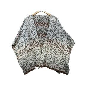 Knox Rose Womens Open Front Cardigan Poncho Sweater M Brown/Gray